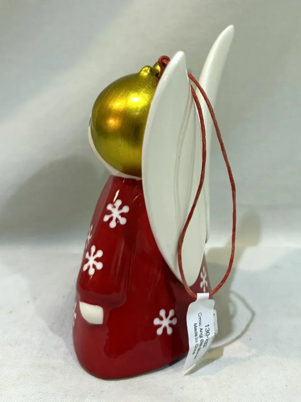 Crate & Barrel Porcelain Angel Holiday Bell Ornament